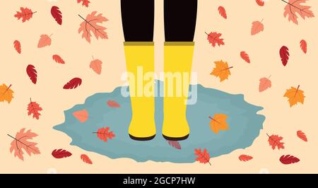 Falling leaves. Vector illustration in flat design Stock Vector