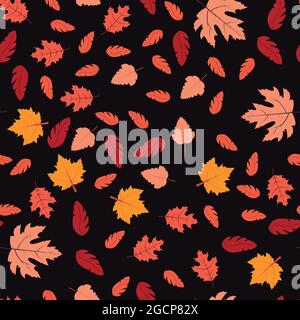 Seamless pattern with autumn leaves. Vector illustration Stock Vector