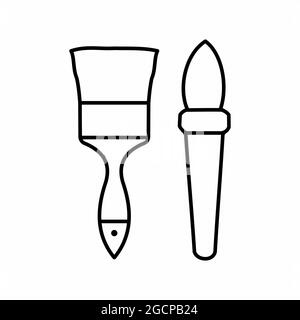 Icon Vector of Paint Brushes - Line Style - simple illustration. Editable stroke. Design template vector.outline style design.Vector graphic illustrat Stock Vector