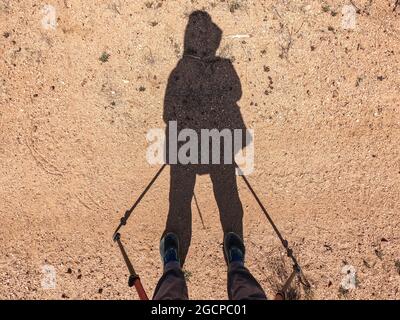 Silhouette of a hiker, Arizona Trail, Arizona, USA Stock Photo