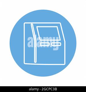 Vector Graphic of ATM Machine - Blue Monochrome Style - simple illustration. Editable stroke. Design template vector.outline style design.Vector graph Stock Vector
