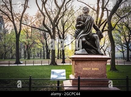 Statue of Robert Burns in Central Park, New York City, NY, USA. Stock Photo