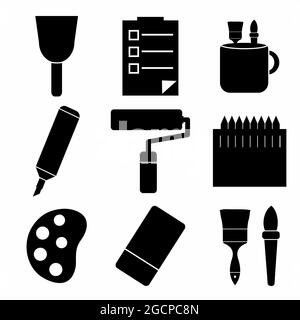 Icon Vector of Painting Tool Set Icon Part 2 - Black Style - simple illustration. Editable stroke. Design template vector.outline style design.Vector Stock Vector