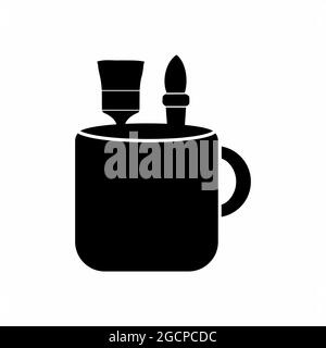 Icon Vector of Mug with Design Tools - Black Style - simple illustration. Editable stroke. Design template vector.outline style design.Vector graphic Stock Vector