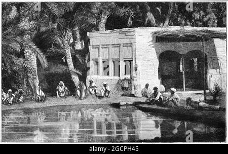 Engraving of Joseph's well at Cairo in Egypt, from a publication circa 1900 Stock Photo