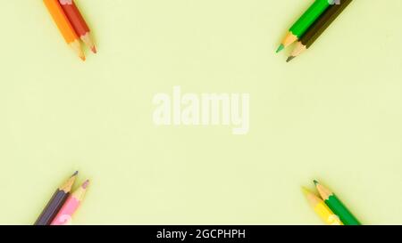 Color pencil background photography. Multi colored pencil pointing image backgrounds. Copy Space Stock Photo