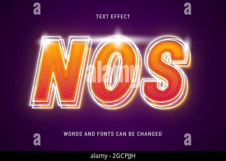 futuristic nos text effect 100% editable isolated on dark background vector image Stock Vector