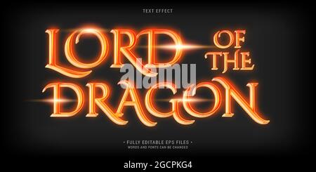 a king of the dragon text effect isolated on black. editable eps cc Stock Vector