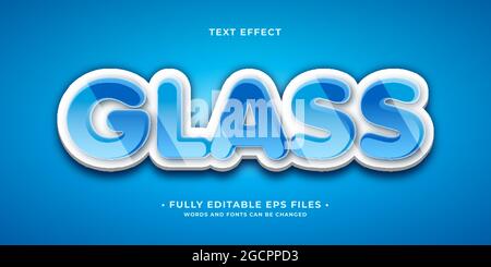 clean glossy blue glass text effect isolated editable vector eps cc Stock Vector