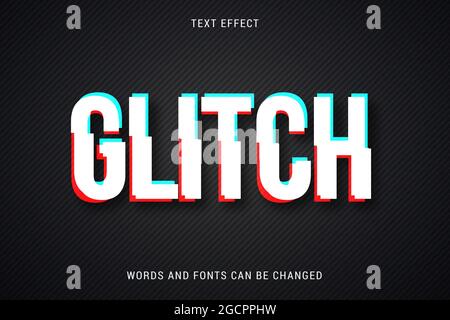 glitch text effect editable eps cc. words and fonts can be changed Stock Vector