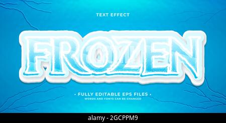 ice kingdom text effect isolated on blue editable eps cc. words and font can be changed. Stock Vector