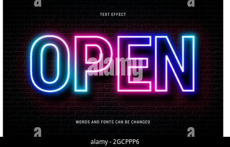 neon glowing text effect editable vector eps cc Stock Vector