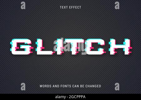 glitch text effect editable eps cc. words and fonts can be changed Stock Vector