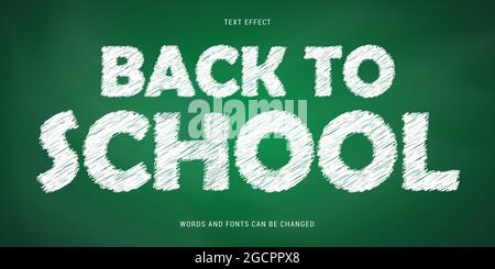 back to school text effect isolated on chalkboard background. editable eps cc Stock Vector