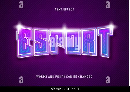 neon esport text effect 100% editable vector image Stock Vector