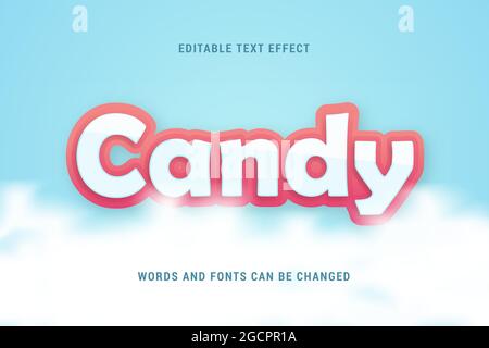 candy text effect with clouds 100% editable vector image Stock Vector