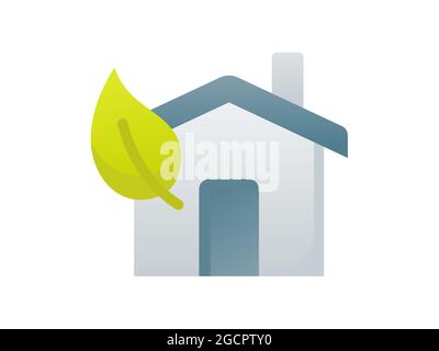 house green home smart eco friendly single isolated icon with dash or ...
