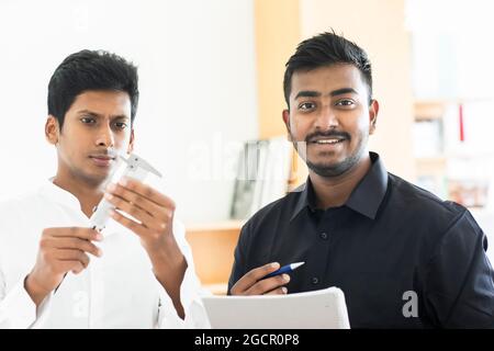 Students do an internship in technology, Freiburg, Baden-Wuerttemberg, Germany Stock Photo