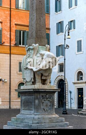 Pulcino della Minerva, Elephant with Obelisk by Bernini, Piazza della Minerva, Rome, Lazio, Italy Stock Photo