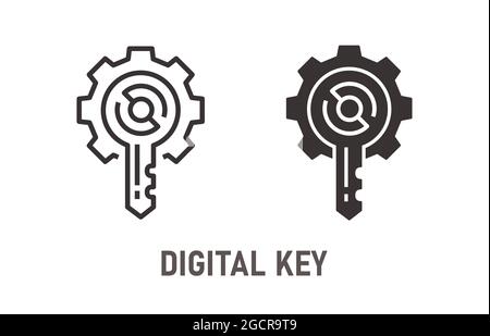 Digital key icon. Vector illustration isolated on white. Stock Vector
