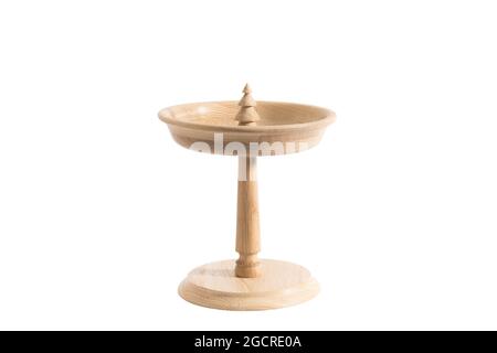 Christmas tree themed wooden tray stand for pastry isolated on white background Stock Photo