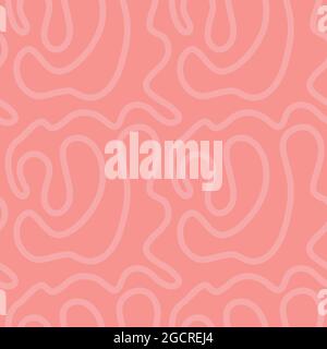 blush coral pink maze line handdrawn seamless pattern. vector doodle endless pattern for textile wrapping digital paper template. Stock Vector
