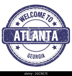 WELCOME TO ATLANTA - GEORGIA, words written on blue grungy stamp Stock Photo