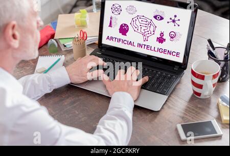 Artificial intelligence concept shown on a laptop screen Stock Photo