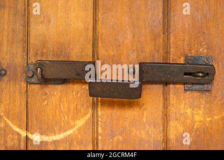 Door lock old wooden door in Guatemala, central America. Stock Photo