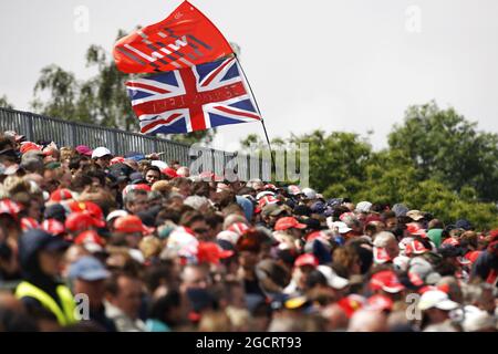 Fans and flags. British Grand Prix, Sunday 8th July 2012. Silverstone, England. Stock Photo