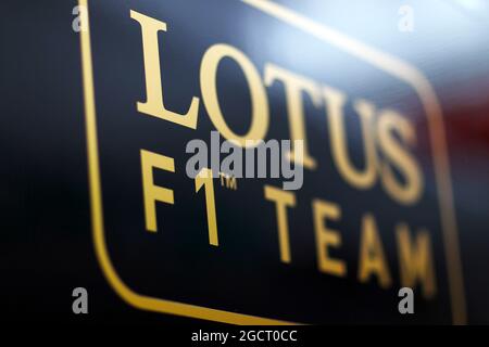 Lotus F1 Team logo. Formula One Testing, Day Two, Friday 1st March 2013. Barcelona, Spain. Stock Photo