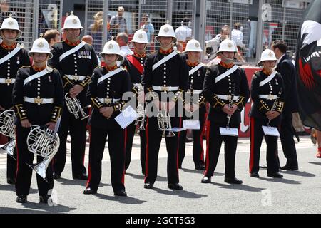 Brass band on the grid before the start of the race. British Grand Prix, Sunday 30th June 2013. Silverstone, England. Stock Photo