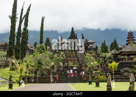 The holy Besakih temple seen from the main entrance. Bali, Indonesia. Stock Photo