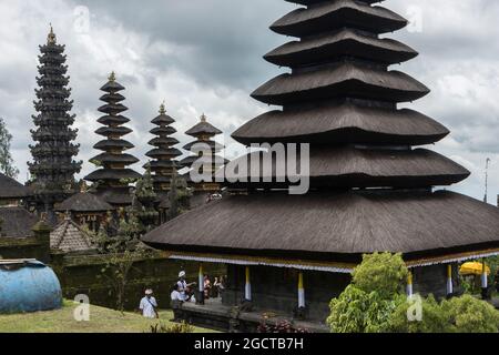 Meru towers of the holy Besakih temple. Bali, Indonesia. Stock Photo