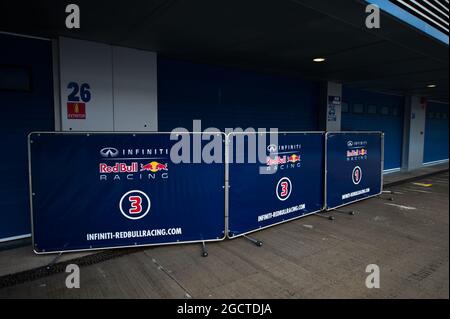 Red Bull Racing garage doors down after they ended the test early. Formula One Testing, Day Four, Friday 31st January 2014. Jerez, Spain. Stock Photo