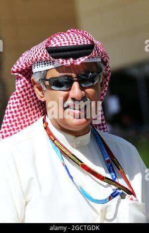 Zayed Rashed Al Zayani (BRN) Chairman of Bharain International Circuit. Bahrain Grand Prix, Saturday 5th April 2014. Sakhir, Bahrain. Stock Photo