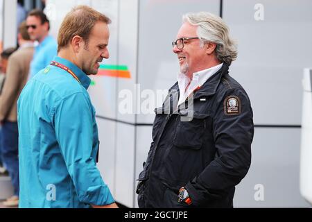 (L to R): Rubens Barrichello (BRA) with Keke Rosberg (FIN). Monaco Grand Prix, Sunday 25th May 2014. Monte Carlo, Monaco. Stock Photo