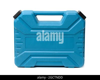 blue plastic tool case isolated on white background Stock Photo
