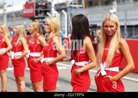 Grid girls. German Grand Prix, Sunday 20th July 2014. Hockenheim, Germany. Stock Photo