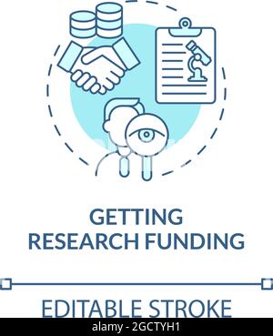 Getting research funding concept icon Stock Vector