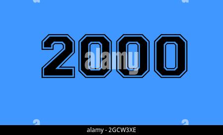 2000 number black lettering blue background Stock Photo