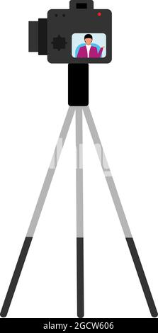 Camera on tripod semi flat color vector object Stock Vector