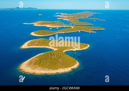 Aerial view of Palinski otoci islands in Hvar, Adriatic Sea in Croatia Stock Photo