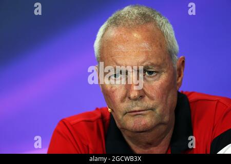 John Booth (GBR) Manor Marussia F1 Team Team Principal in the FIA Press Conference. British Grand Prix, Friday 3rd July 2015. Silverstone, England. Stock Photo