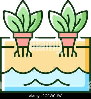 Hydroponics RGB color icon Stock Vector