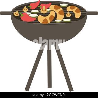 Barbecue grill semi flat color vector object Stock Vector