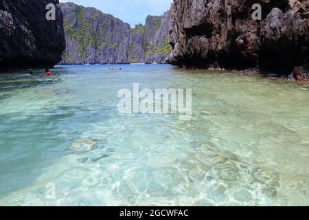 Stunning landscape. Palawan, Philippines - visiting Shimizu Island clear water. Stock Photo