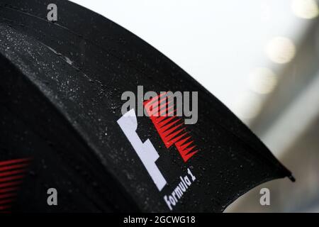 An F1 umbrella. United States Grand Prix, Saturday 24th November 2015. Circuit of the Americas, Austin, Texas, USA. Stock Photo