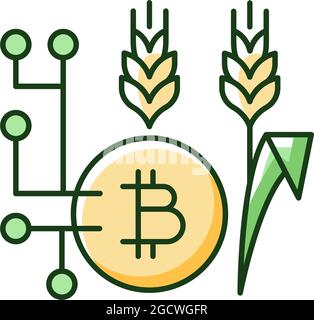 Blockchain technology in agriculture RGB color icon Stock Vector