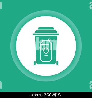 Metal recyclable color glyph button icon. Waste recycling. Stock Vector